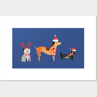 Christmas dogs Posters and Art